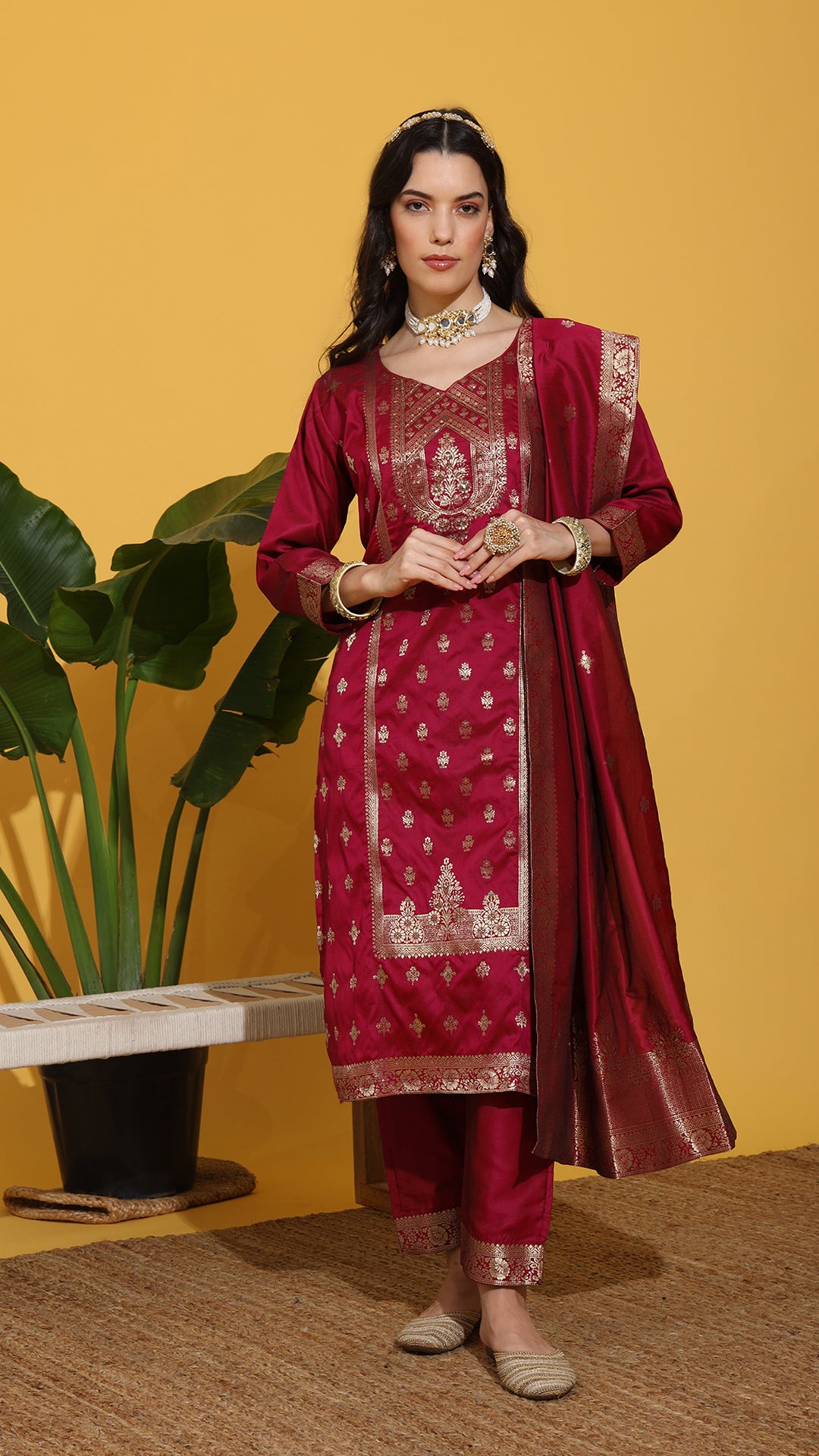 Rani colour banarsi suit set