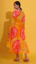 Designer Anarkali gown set in yellow and pink for festive occasions